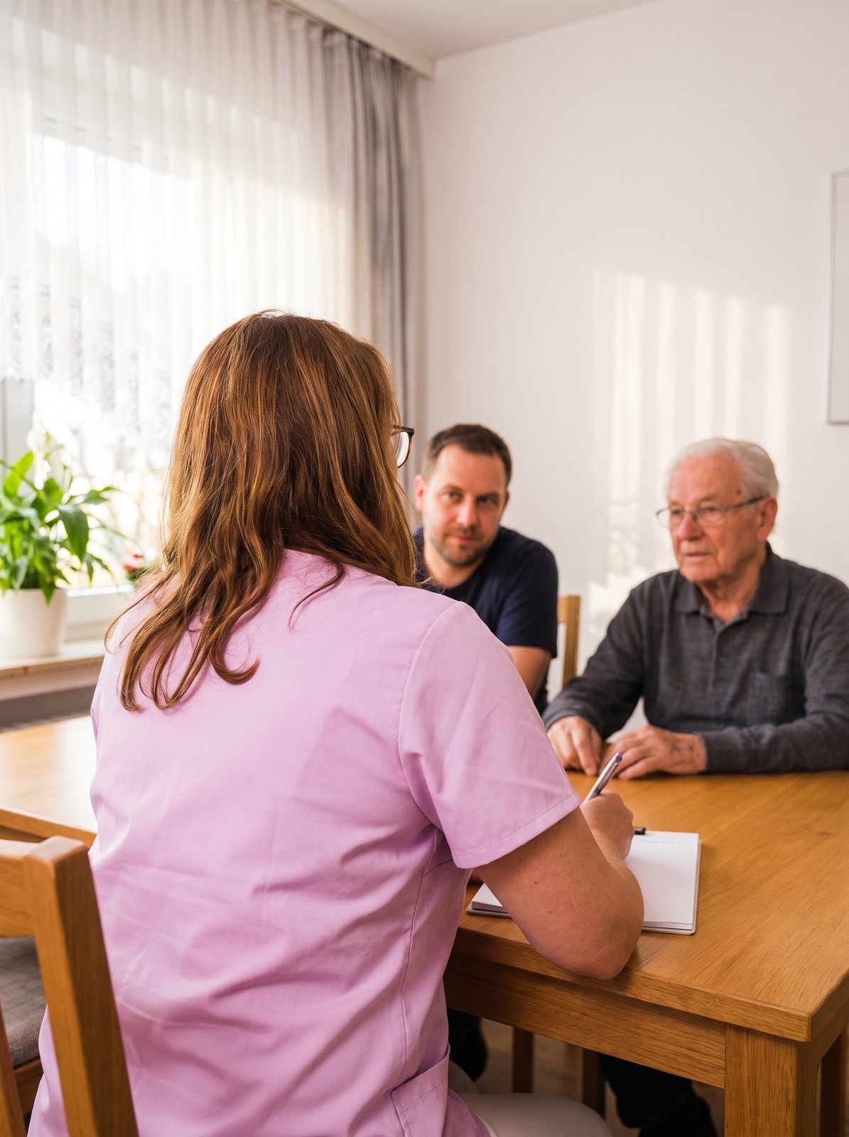 Beratung zu Hause: Formalitäten werden gemeinsam durchgegangen